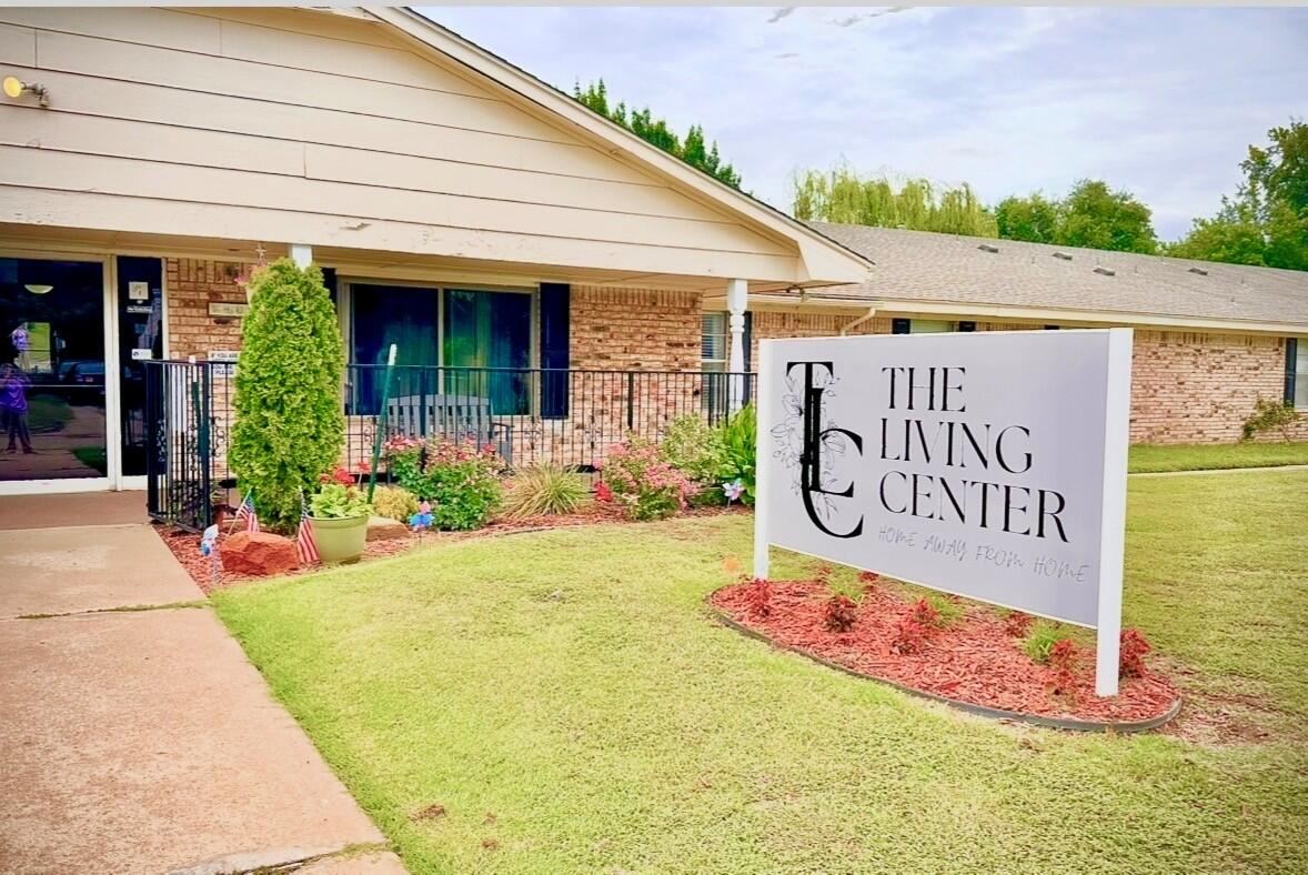The Living Center sign and entrance in Enid, Oklahoma